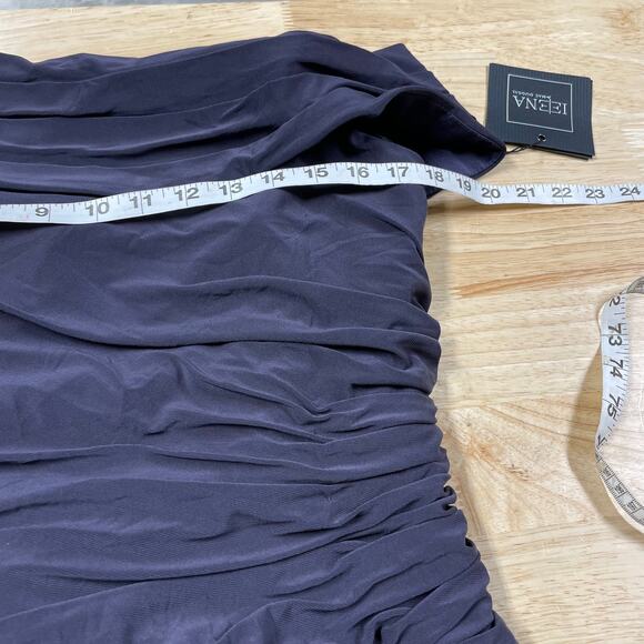 Mac Duggal NWT Foldover Ruched Jersey Off-The-Shoulder Slit Gown Sz 12 Charcoal - Picture 6 of 9